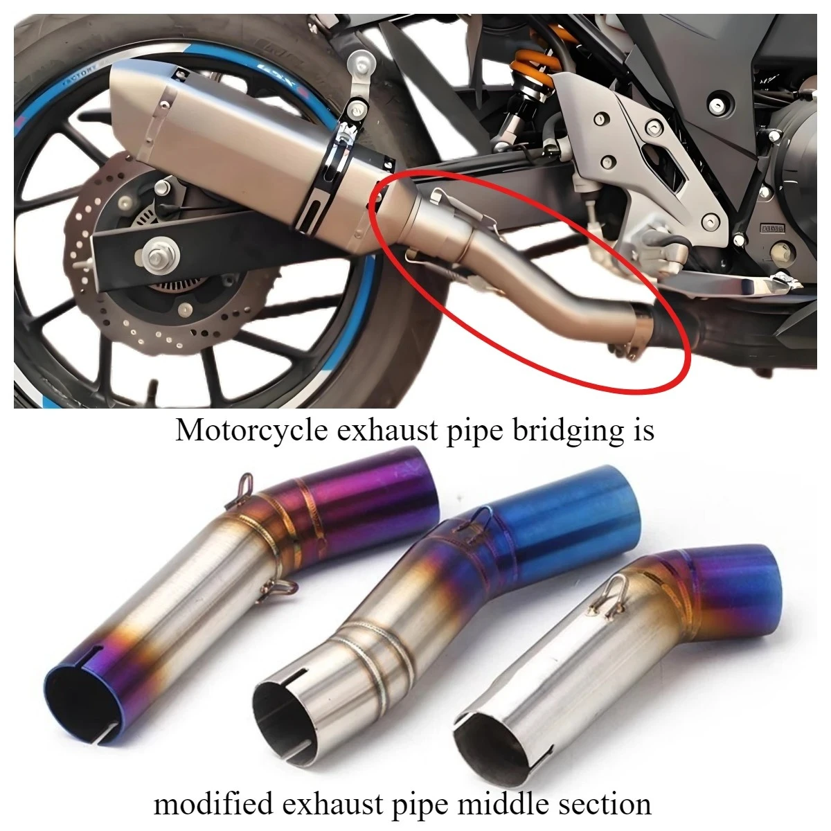

Motorcycle exhaust pipe bridging is suitable for Suzuki GSR750 GSX250R GSXR1000 K6 K7 K8 K9 modified exhaust pipe middle section