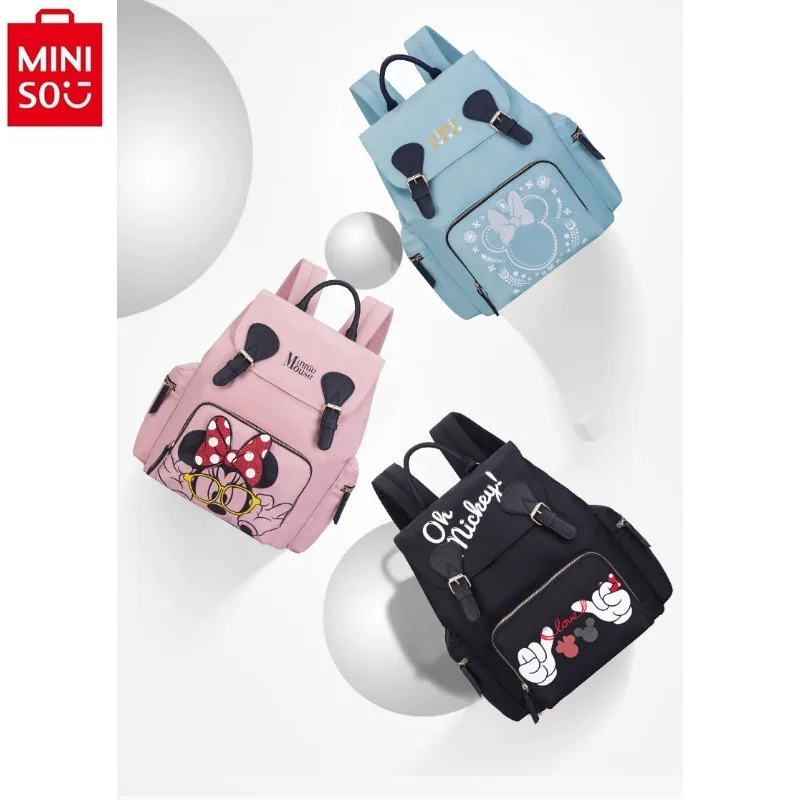 MINISO Disney Mickey Mini Fashion Maternal and Infant Large Capacity Baby Bag Trendy Multi functional High Quality Mommy Bag