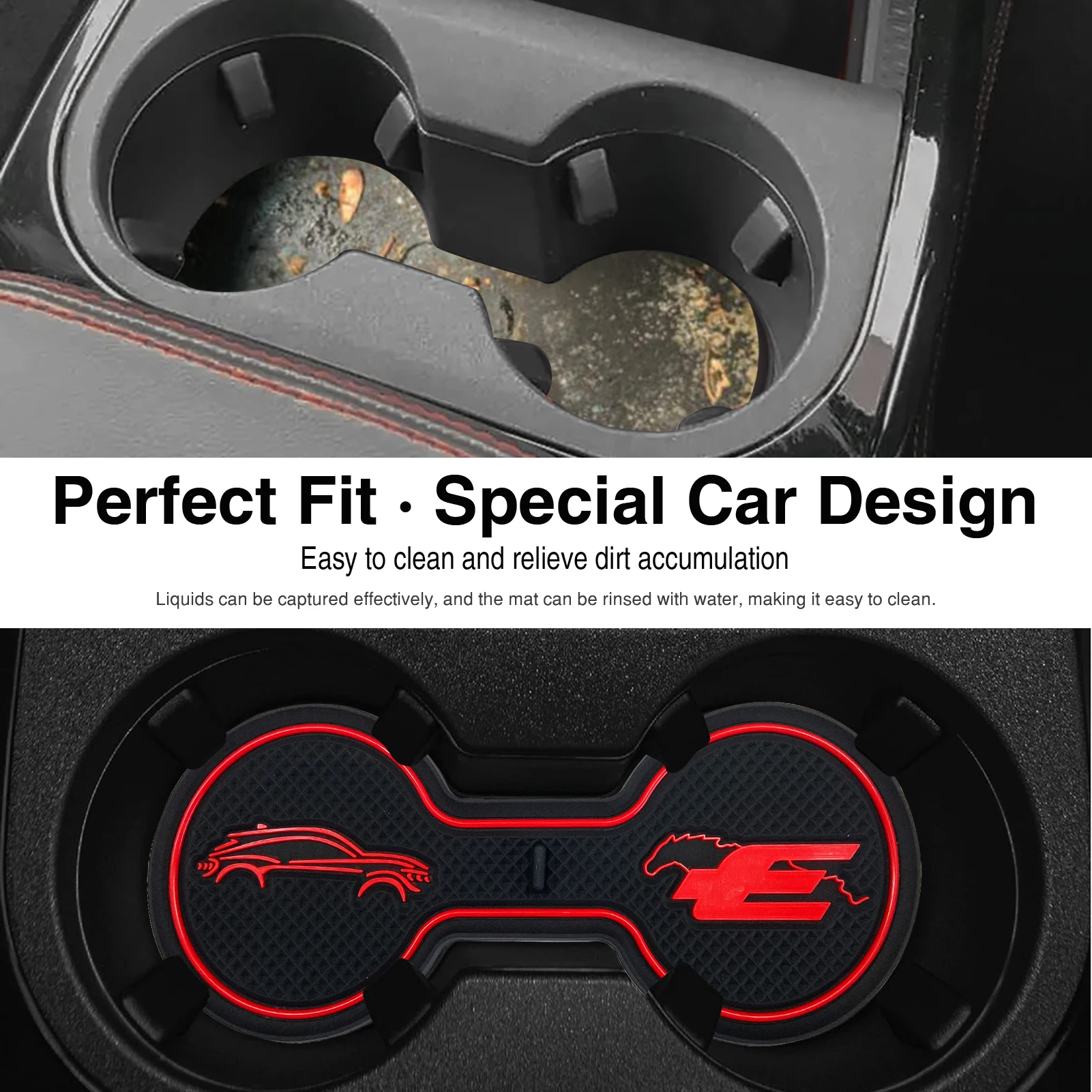 Non-Slip Car Cup Coaster Slot Pad for Mustang Mach-E GT  2021 2022 2023 Year Anti-Slip Mat Pocket Mat Interior Cup Holder Pad