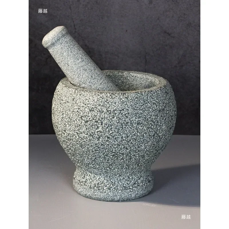 Shijiu Natural Bluestone Garlic Masher Manual Herb Grinder Traditional Stone Mortar Pestle Set Kitchen Tool for Paste