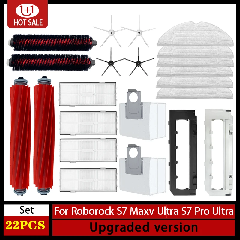 Accessoires pour aspirateur robot Roborock S7 Maxv Ultra S7 Pro, vadrouille, filtre Hepa, sac à poussière, brosse latérale principale, livres,