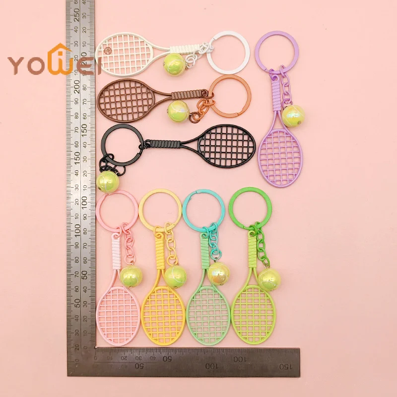 Mini Keychain Tennis Party Favors Tennis Ball Key Ring Tennis Bag Pendant Sports Keychain For Boys Girls School Carnival Reward