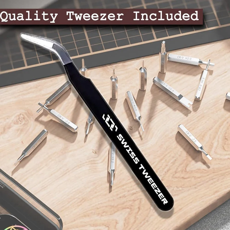 Jeu de tournevis de précision avec pince à épiler, kit d'outils de réparation, téléphone, ordinateur portable, PC, appareil photo, console de jeu, lunettes