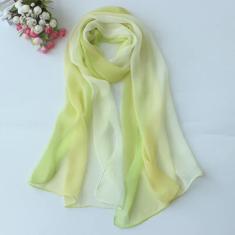 Summer Fashion Chiffon Scarves Gradient Colors Beach shawl Georgette Female Silk Scarves 50 *160cm Long Gauze Chiffon Scarf