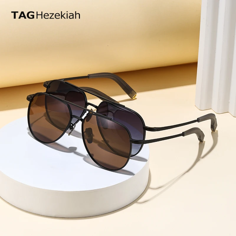 ﻿ TAG Hezekiah brand 2025 Men's Titanium Alloy Elliptical Polarized Sunglasses Durable Fashionable Eye Protection  50005