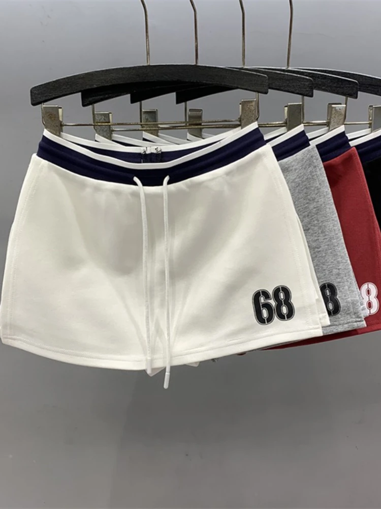 American Sports Casual Digital Printed Mini Skirt for Women's Summer Drawstring High Waisted Hip Wrap Short Skirt Female Clothes
