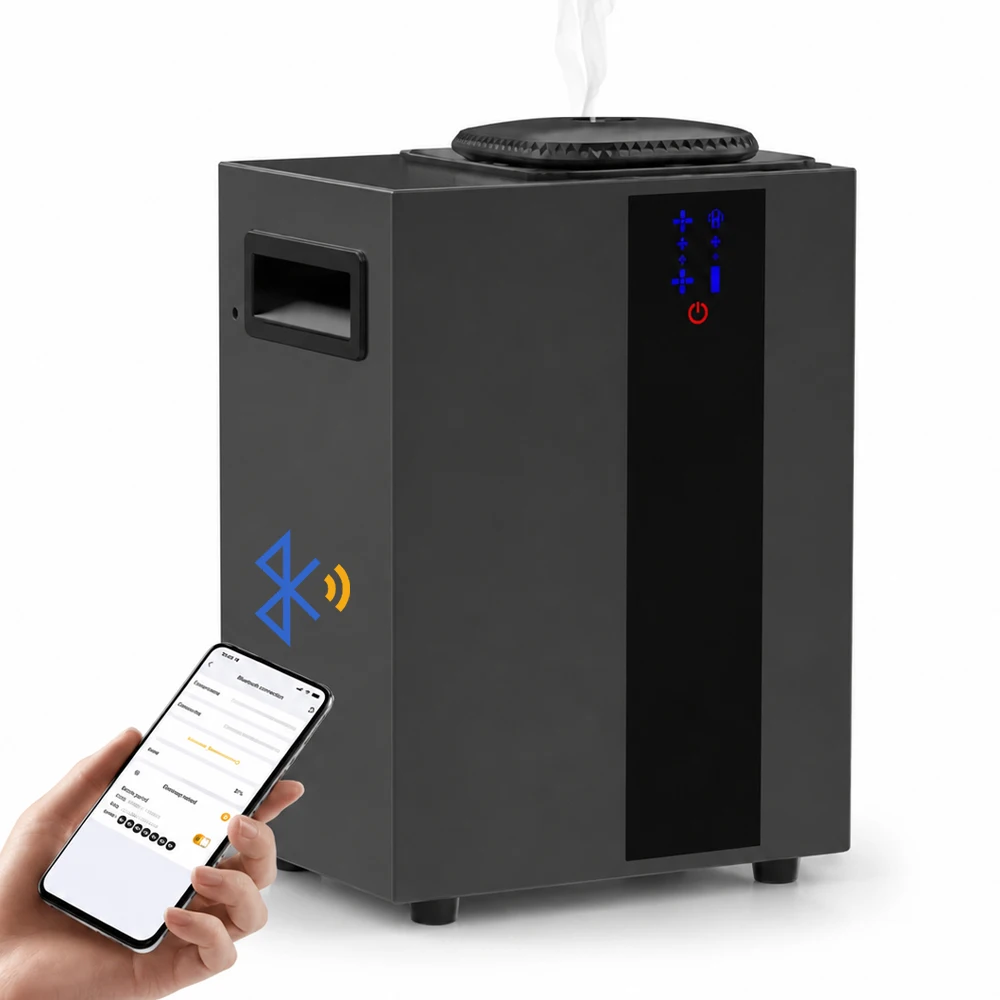 Waterless Essential Oil Diffuser Bluetooth App Scent Air Machine for Large Rooms Home Office Hotel Spas Cold Air Black Machine