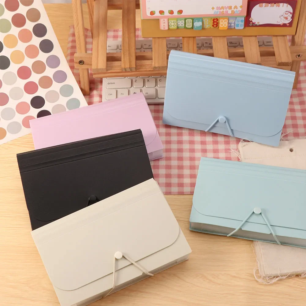 Tas Akordeon A6 12 Lapis Warna Solid, Organizer Dokumen Portabel yang Dapat Dikompres dengan Tab Indeks Klasifikasi Multi-Halaman