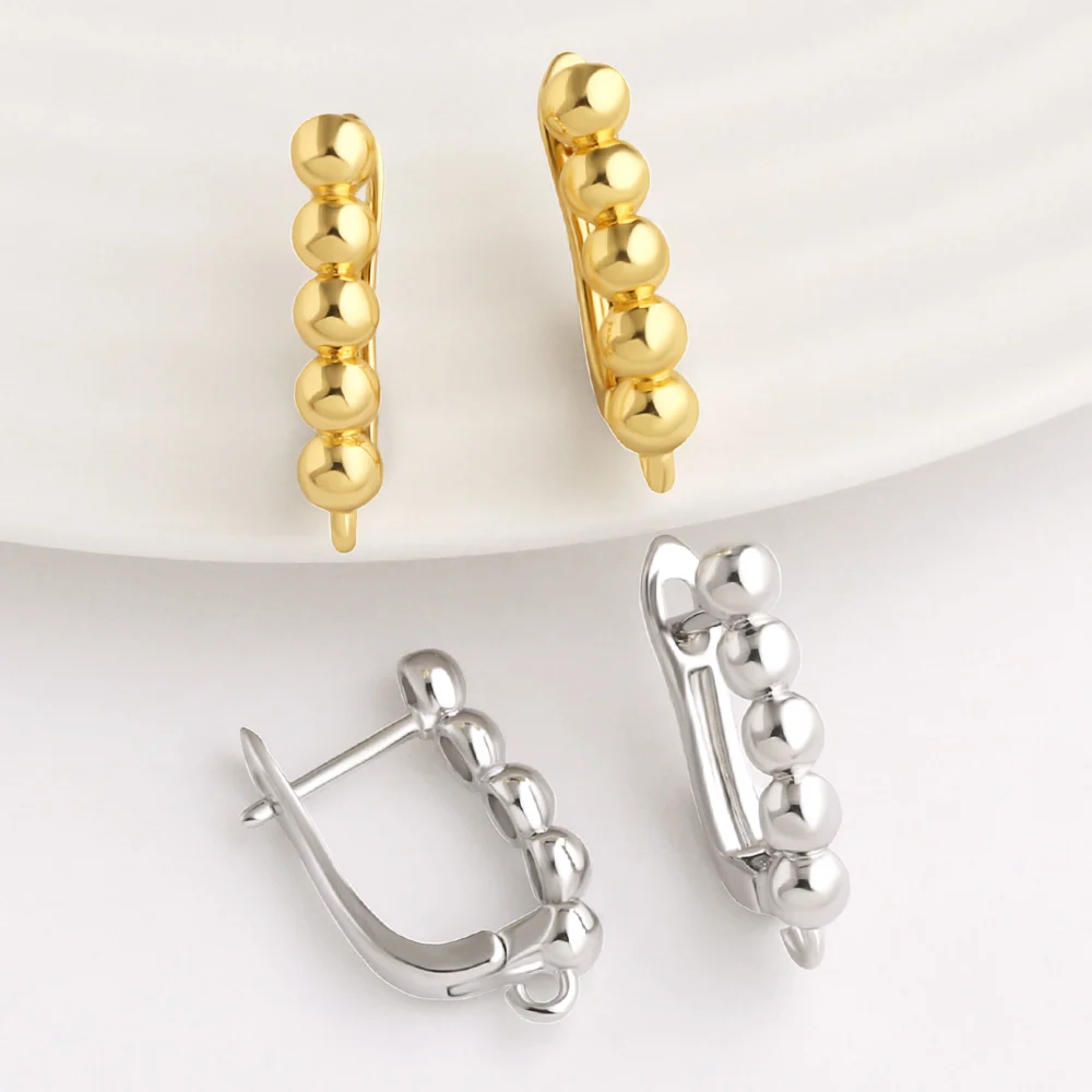 OCESRIO Beaded Ball Hoop Earrings Brass Leverback Round Sphere Earring Findings French Lock Base DIY Jewelry Component erha148