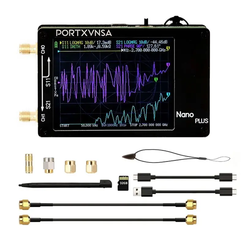 ABGE-Handheld Spectrum Analyzer Upgrade For Nanovna Vector Network Antenna Analyzer 50Khz-2.7Ghz MF VHF UHF With 32G Storage