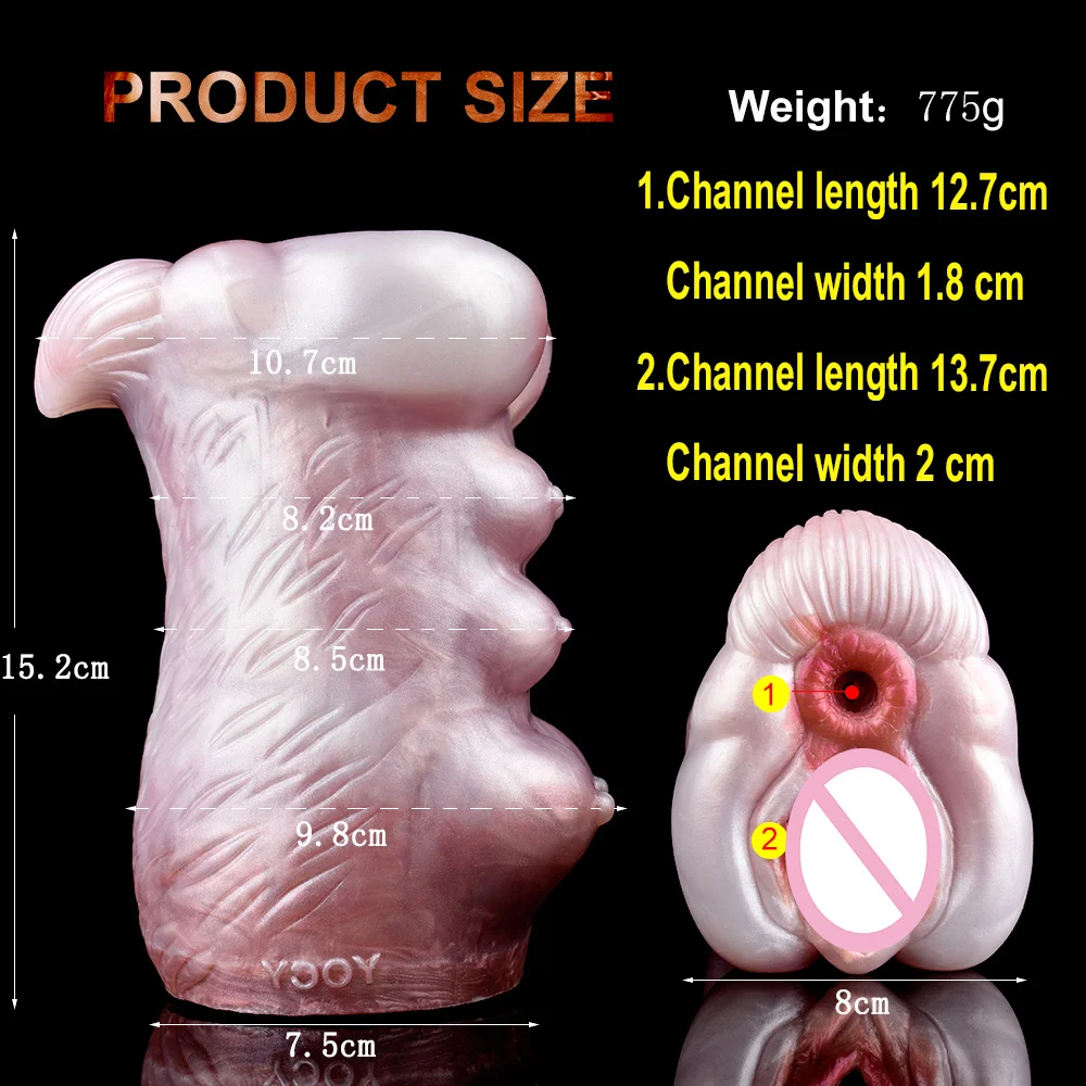 YESBUY Animal Stroker Dual Hole Intimate Vagina Pocket Sex Toy Liquid Silicone Masturbator Penis Massager For Men Pleasure Games