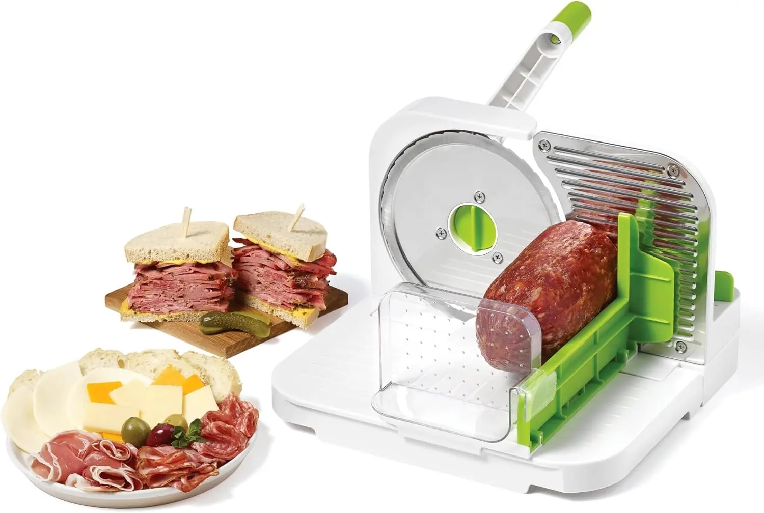 

6.5" Stainless Steel Slicer for Meat, Cheese, Bread - Adjustable Thickness, Compact Storage