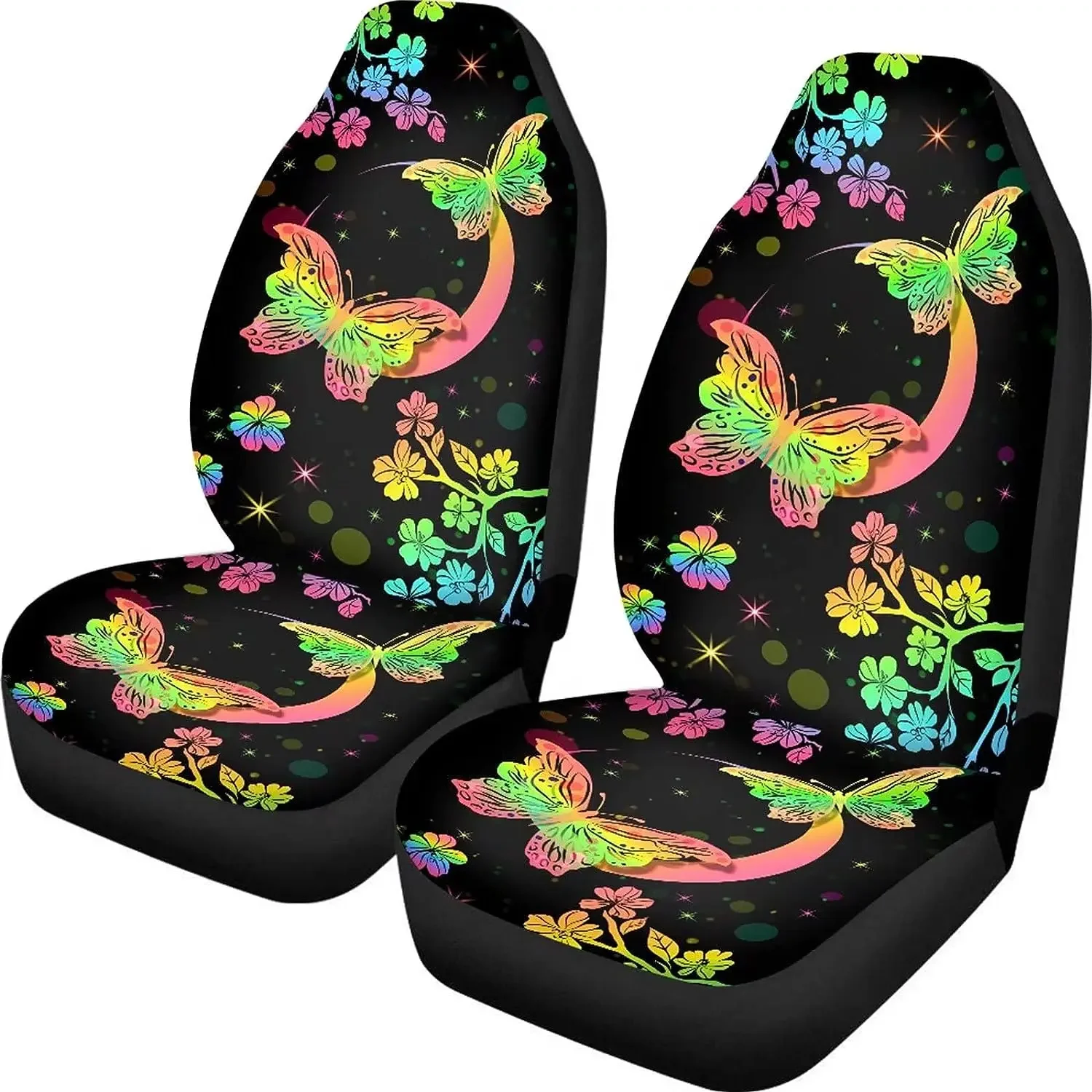 Butterfly Floral Auto Seat Covers for Women for Cars SUV Truck Car Seat Cover Front Seats Only 2 Pack Universal Seat Protector