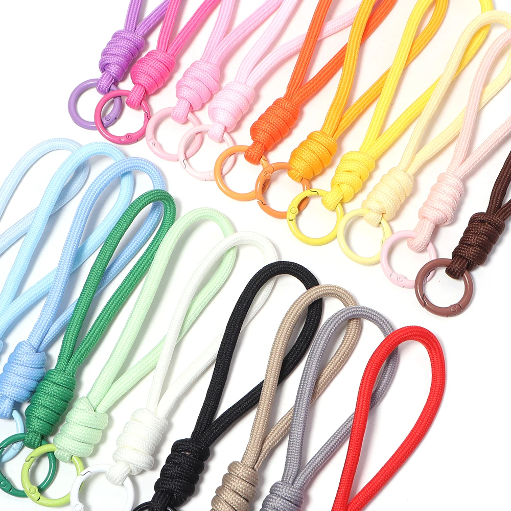5pcs Multicolor Braided Lanyard Keychain for Phone Case Anti Lost Knot Rope Strap Car Key Chains DIY Fashion Keyring Accessories