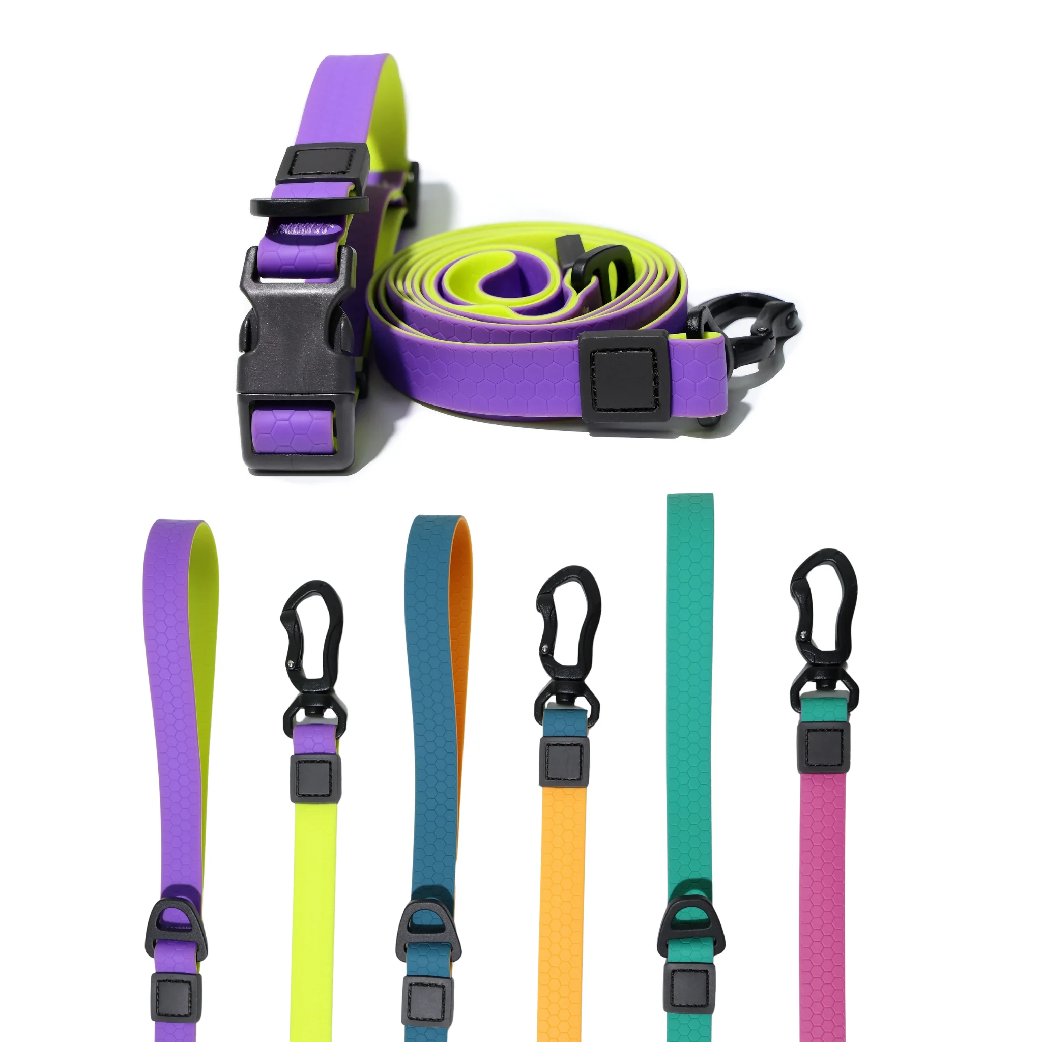 Luxury Custom Dog Collar and Leash Set Waterproof Custom Padded Handle Soft Training Features Honeycomb Style  Pvc Dog Leash