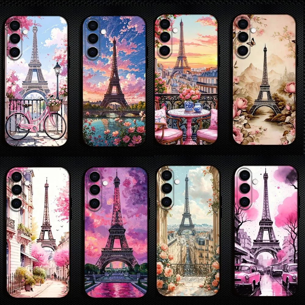 

Whimsical Art Paris - themed Phone Case For Samsung Galaxy A73/A72/A71/A70/A53/A52/A51/Others Soft Black Shell