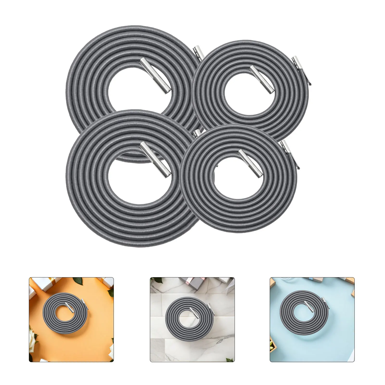 Corda elástica premium para chaise longue, 4 unidades, durável, acessórios de cabo elástico, corda cinza para chaise longue, cabo de borracha