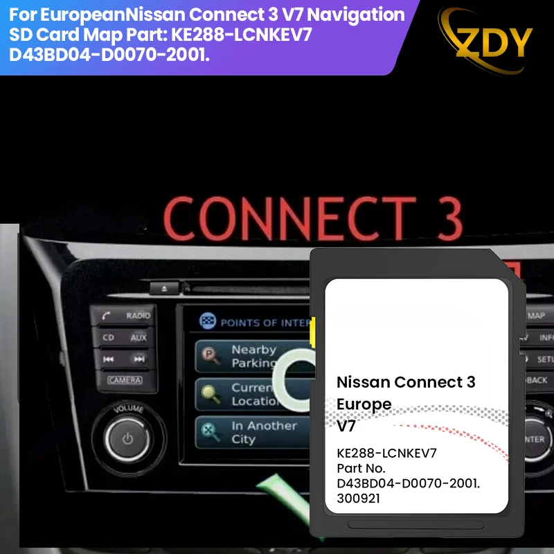 GPS SD Card for Nissan Europe Car Connect 3 V7 16GB Navigation SD Card Connect 3 Navigation Map Card