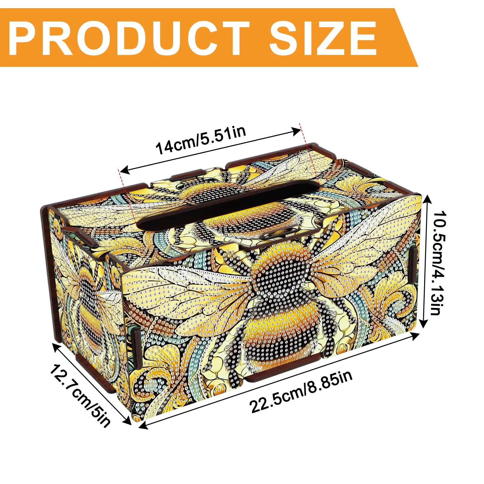 Diamond Art Painting Tissue Box Kits,Yellow bees DIY Special Shape Diamond Art Partial Handmade Gift Room Table home Decoration