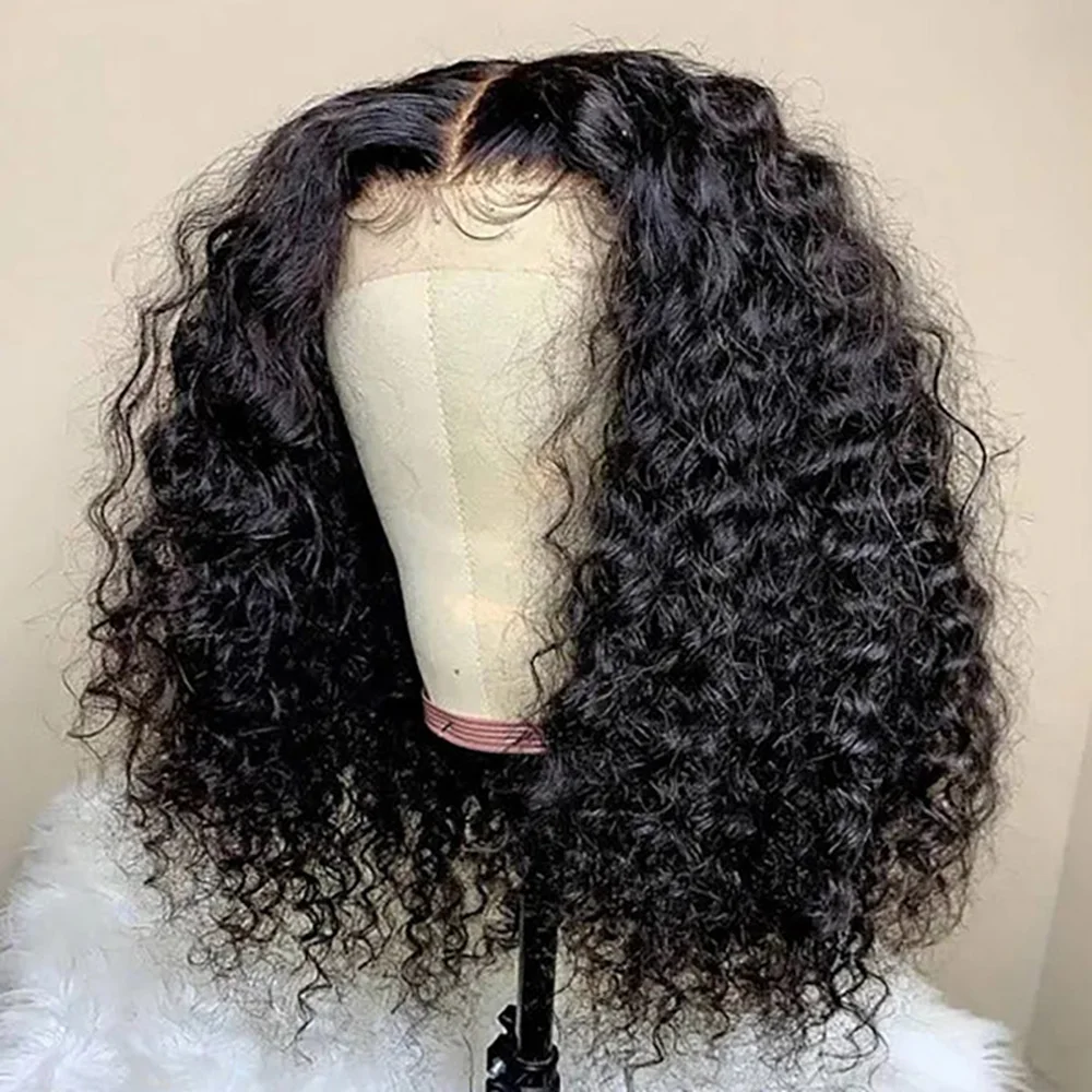 13x4 Jerry Curly Lace Front Wig Deep Kinky Curly Human Hair Wigs Brazilian HD Transparent Lace Frontal Closure Wig  For Woman