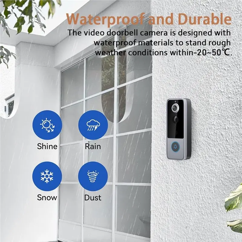 A27F-Tuya Home Smart Video Doorbell Outdoor Bidirectional HD Door Eye Camera 1080P Support SD Card Cloud Storage