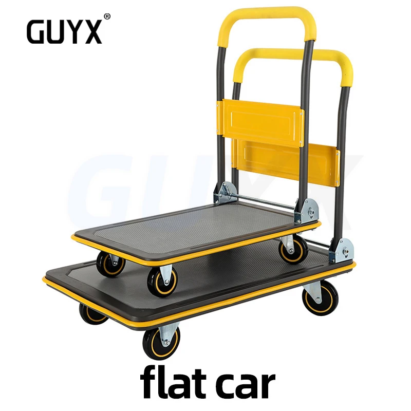 

Silent Flatbed Truck Trailer Foldable Trailer Handling Truck Handcart Moving With Brakes Small Cart Shopping Mall Towing Goods