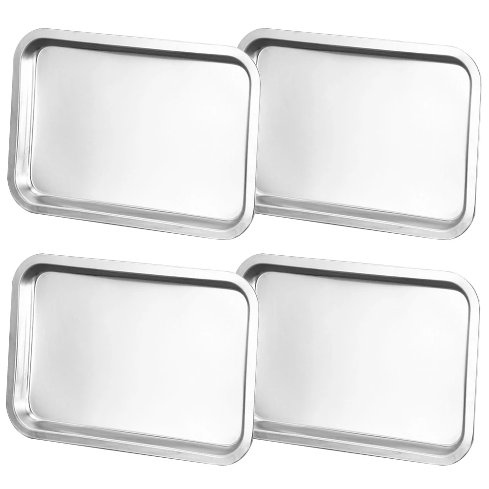 

4 Pcs Stainless Steel Kids Plates Medium Size Easy Clean Dishwasher Safe Toddler Food Plate Camping Outdoor Picnic