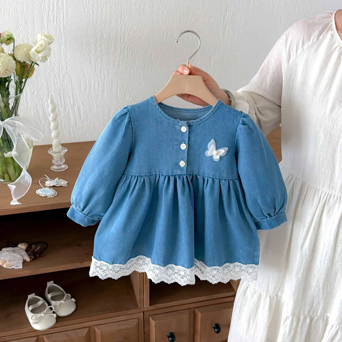 2026 New Autumn Baby Girls Denim Princess Dress | Korean Style Jumper Dress | Cute Going Out Outfit