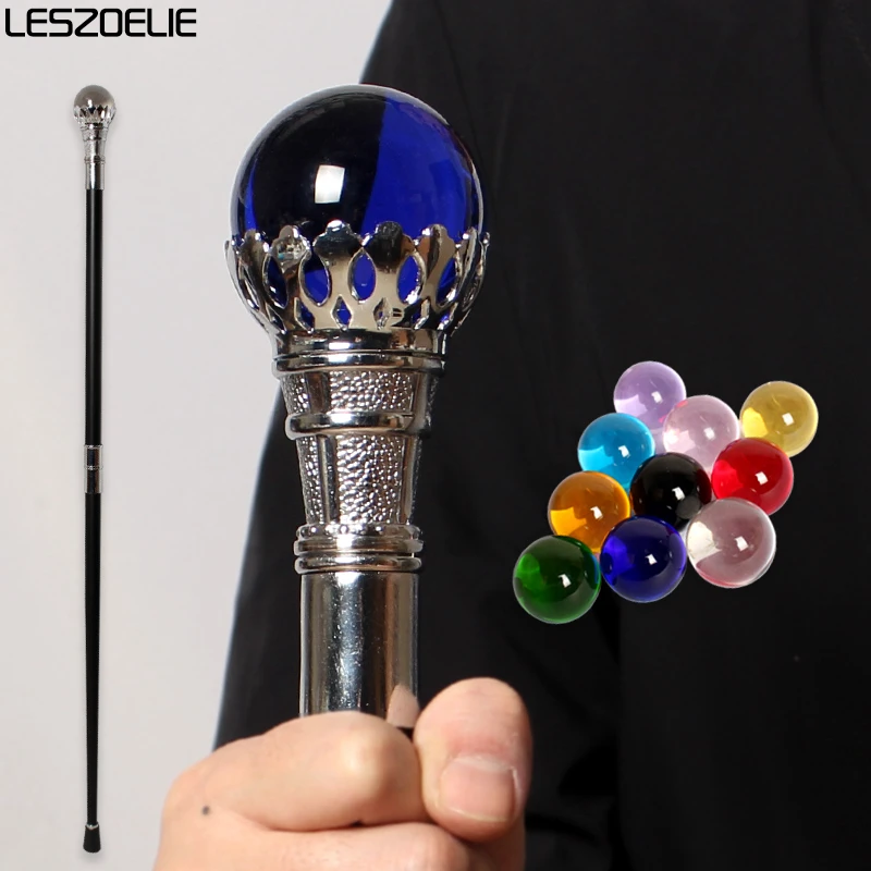 10 Colors 95cm Bright Silver Crown Crystal Ball Walking Stick Men Fashion Walking Cane Women Party Decorative Walking Stick