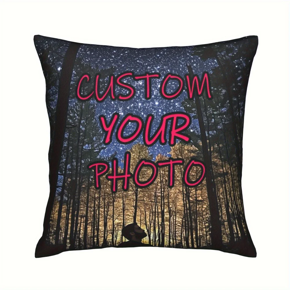 1Pc Personalized Custom Photo Throw Pillow, Double-Sided Printed Design, Soft Plush Cushion with Insert, Perfect Gift