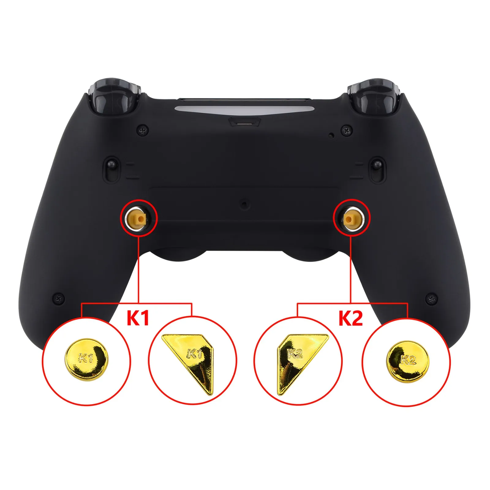 EXtremeRate 광택 교체 재설계된 백 버튼, K1 K2 패들, PS4 컨트롤러용, eXtremeRate Dawn 2.0 재매핑 키트