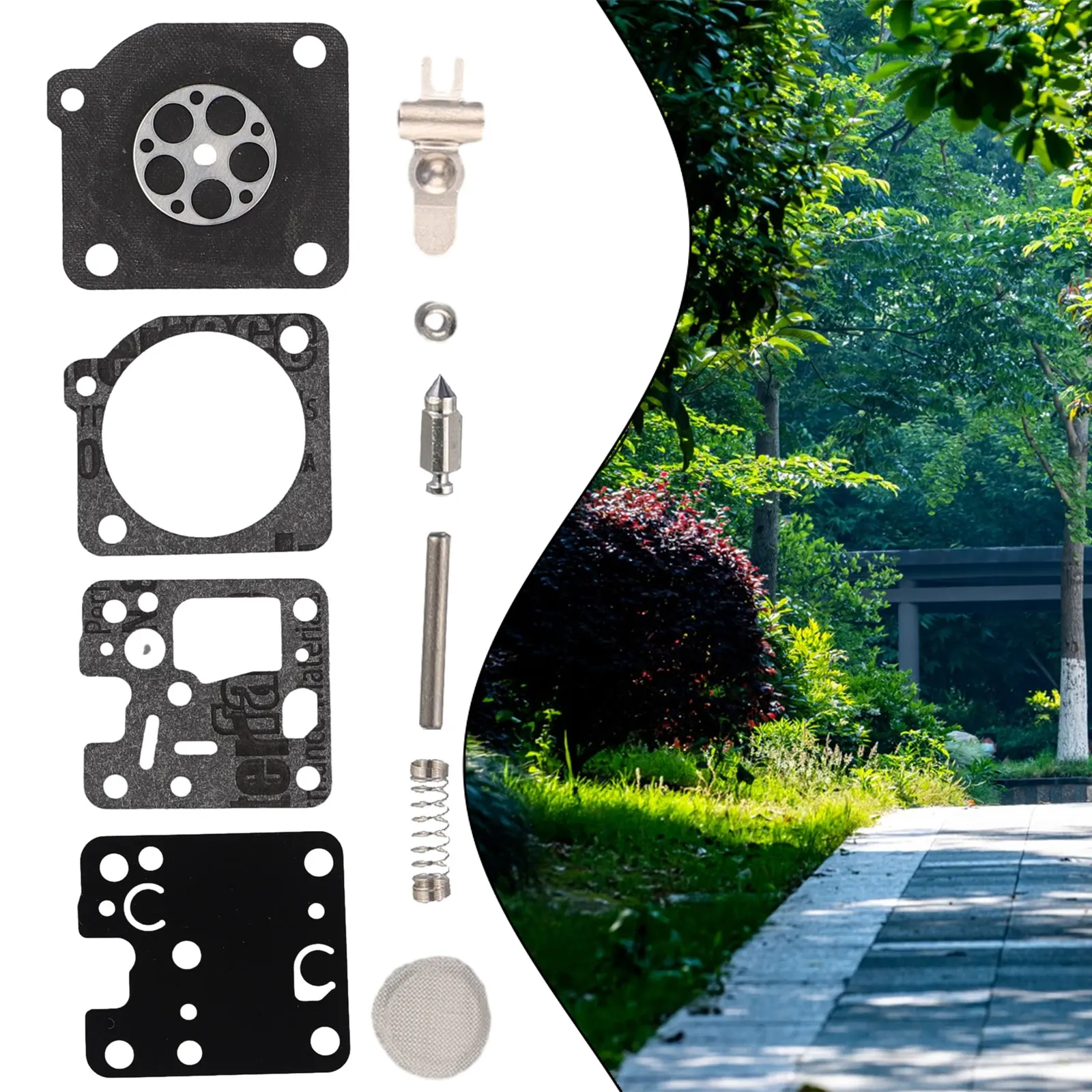 Carburetor Refurbishment Kit for Zama RB-107 Fit 210 210i 225 225i Models Includes 4 Sealing Gaskets and 6 Attachments