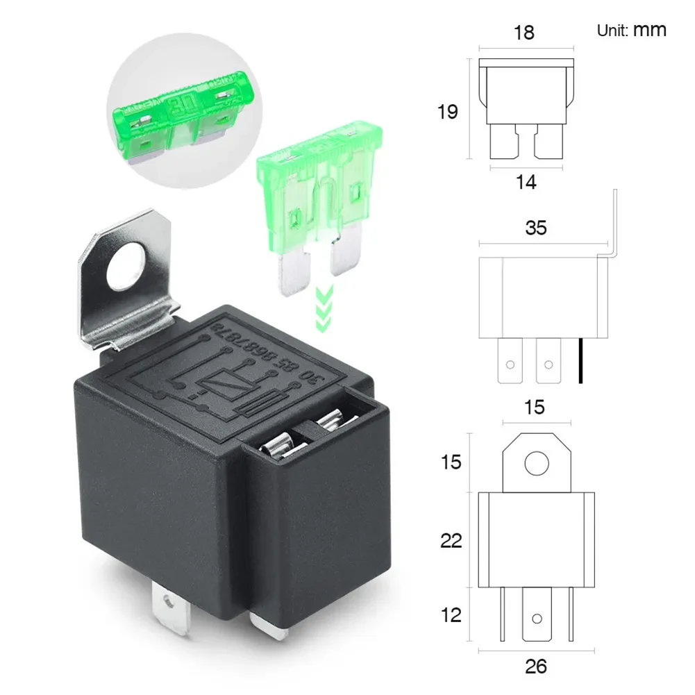 6pcs 30A Fuse Relay Switch Harness Set 12V DC 5-Pin SPST Automotive Relays Automobile Fuse Relay Switch Wiring Harness Kit