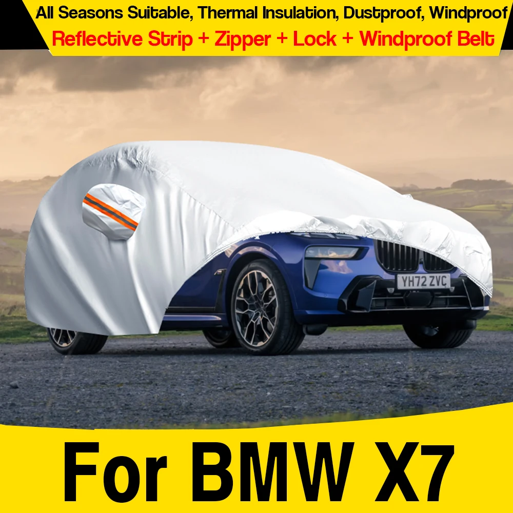 

Full Car Cover Sun Rain Snow Wind Protection Outdoor SUV Cover Dustproof For BMW X7 2019-2026