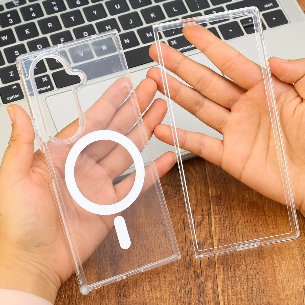 磁気透明ケース Magsafe ワイヤレス充電アンチスクラッチフロントバックバンパー Samsung Galaxy Z Fold 7 電話アクセサリー用