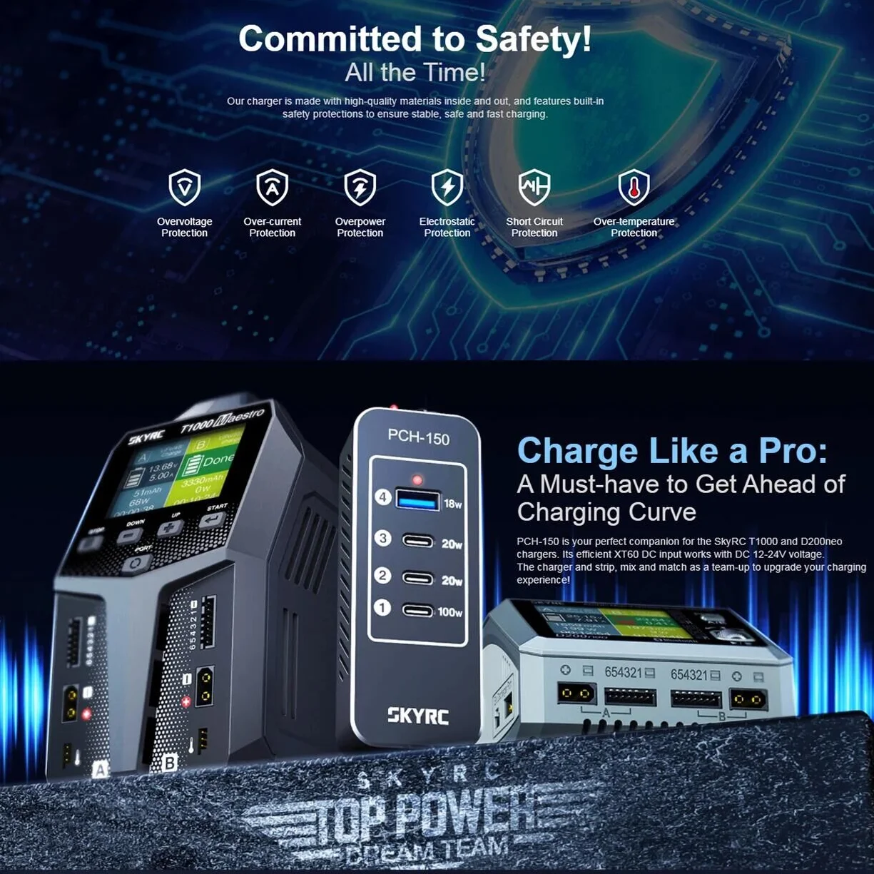 PCH-150 158W แท่นชาร์จพลังงานเปรียบเทียบ T1000 Maestro Charger D200neo SK- 600148   อุปกรณ์เสริม USB PD RC สูงสุด 100W