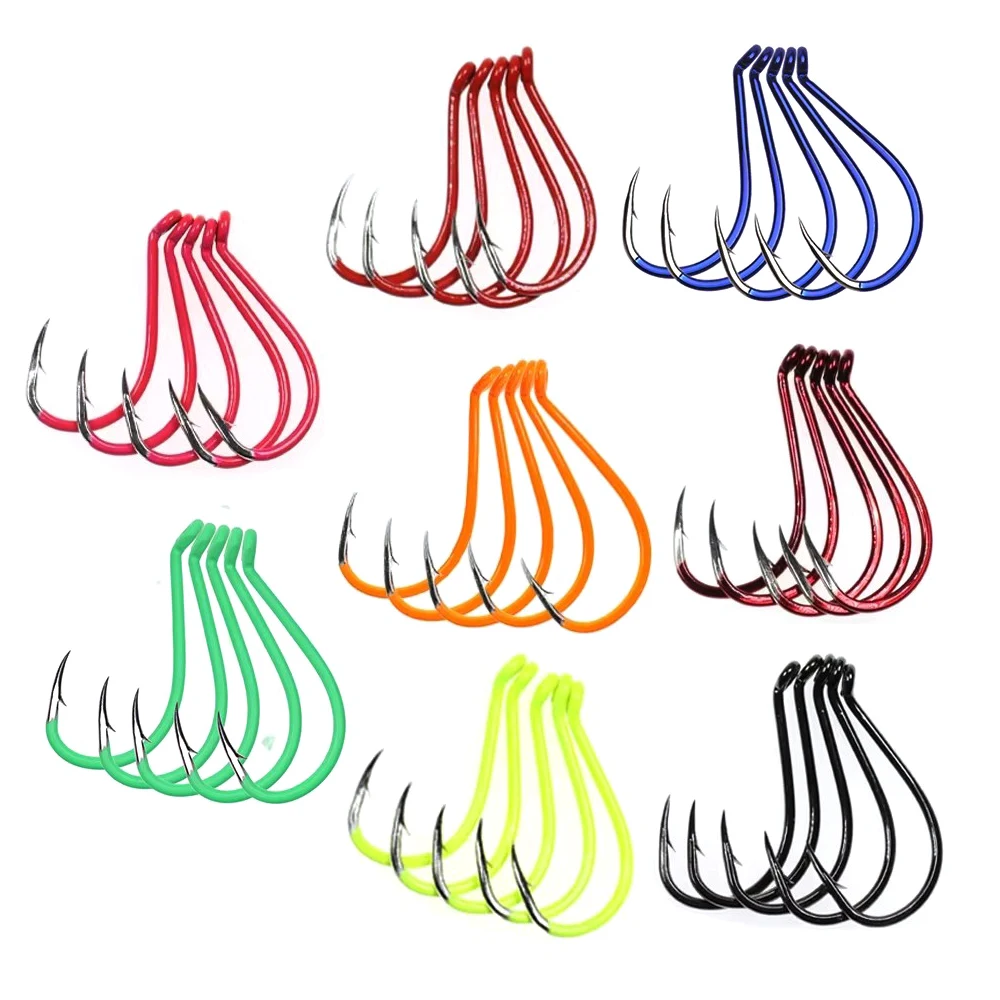 20 Stück # 10 - 10/0 Hochkarbon-Stahl Oktopus-Angelhaken für Wels, Barsch, Schnapper, Thunfisch, Salzwasser-Angelausrüstung, Fliegenfischen-Zubehör