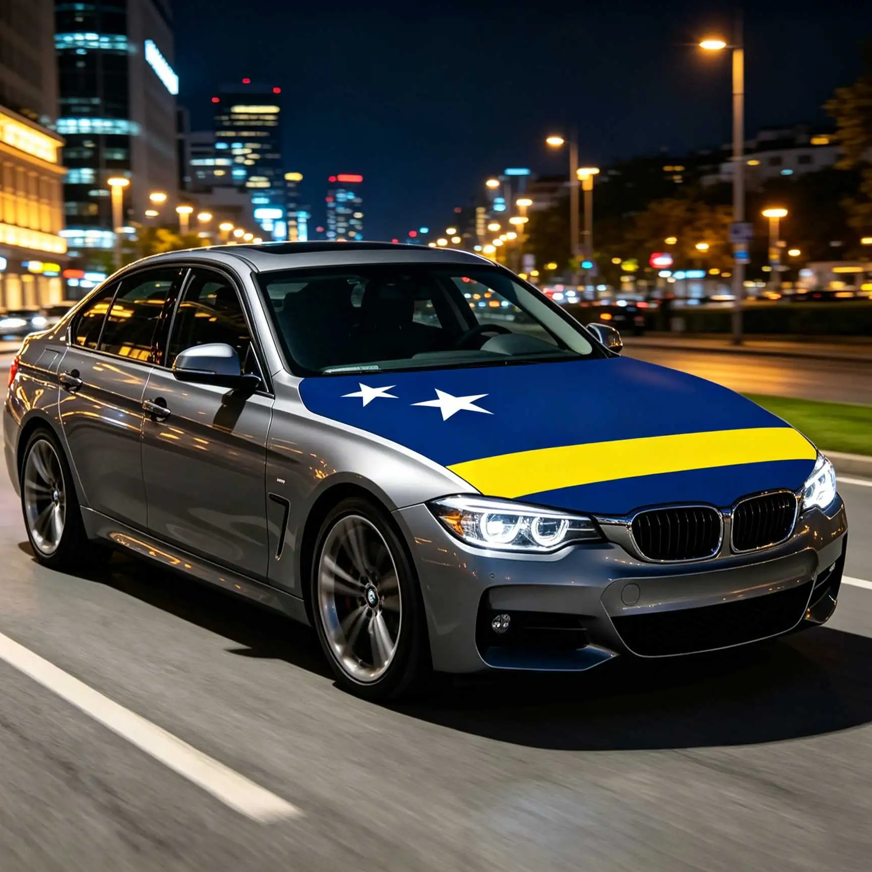 3.8x5.3fts National Curaçao Curacao Island Flag Banner Car Hood Cover Flag Elastic Fabrics Engine Cover For Decoration