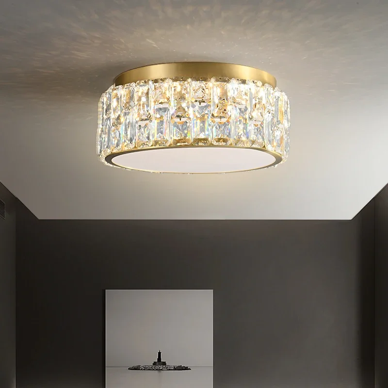 Luxury Pasas Crystal Ceiling Light for Bedroom with Copper Base