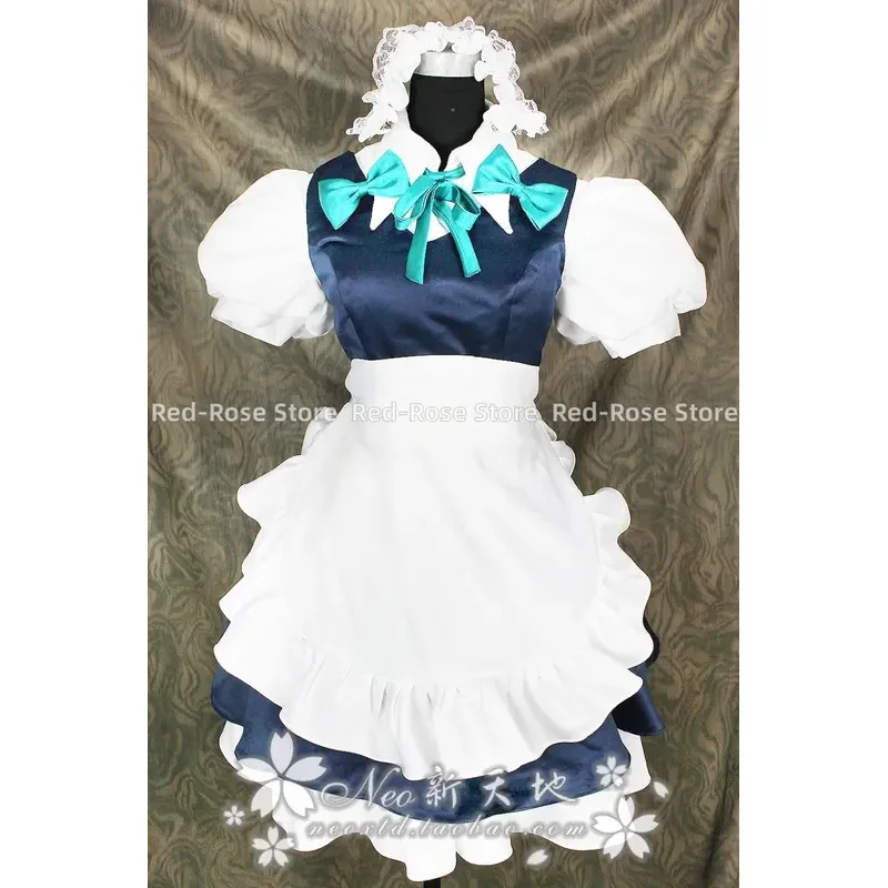 qq28LQTouHou Projekt Anime cos Izayoi Sakuya Halloween Cosplay Frau Maid Kostüm Kleid + Kopfbedeckung + Schleife + Schürze
