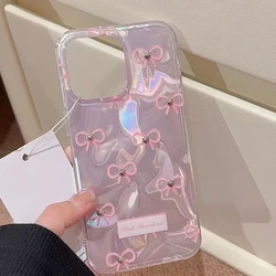 Cute Bowknot Case Compatible for IPhone 11 13 15 12 Pro Max 7 8 15 Plus X XR Xs Max SE 2020 Fresh Tulip Butterfly Luster Cover
