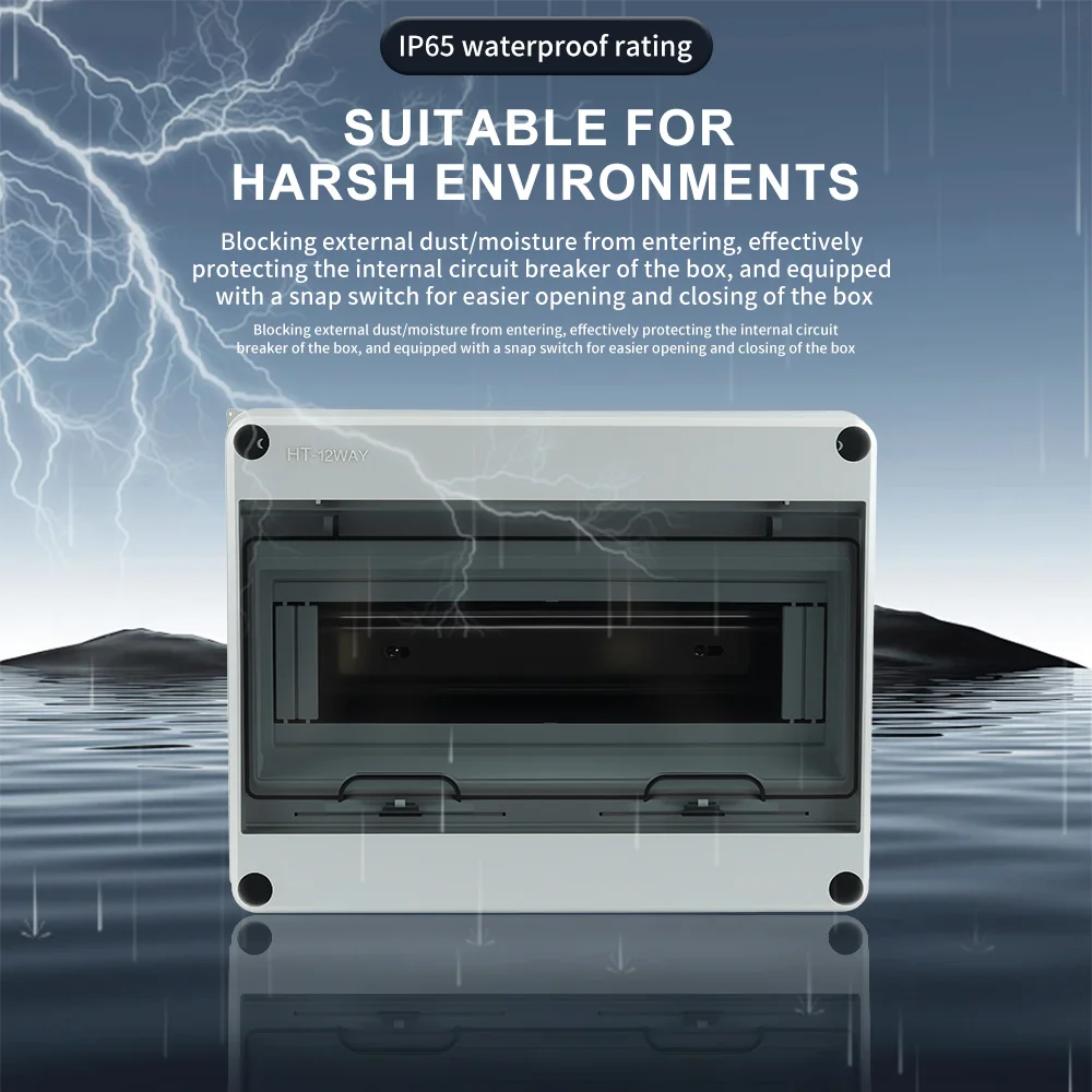 IP65 Waterproof Distribution Box HT-5/8/12/15/18/24 WAY ABS Plastic Outdoor Electrical Junction Box PV Comniner Enclosure