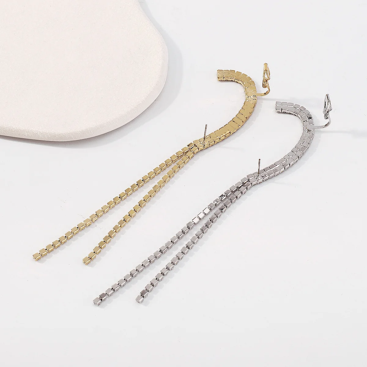 1PC Clips Tassel Long Earrings for Women Ear Clips Without Piercing Sparkling Zirconia Ear Cuff Fashion Jewelry