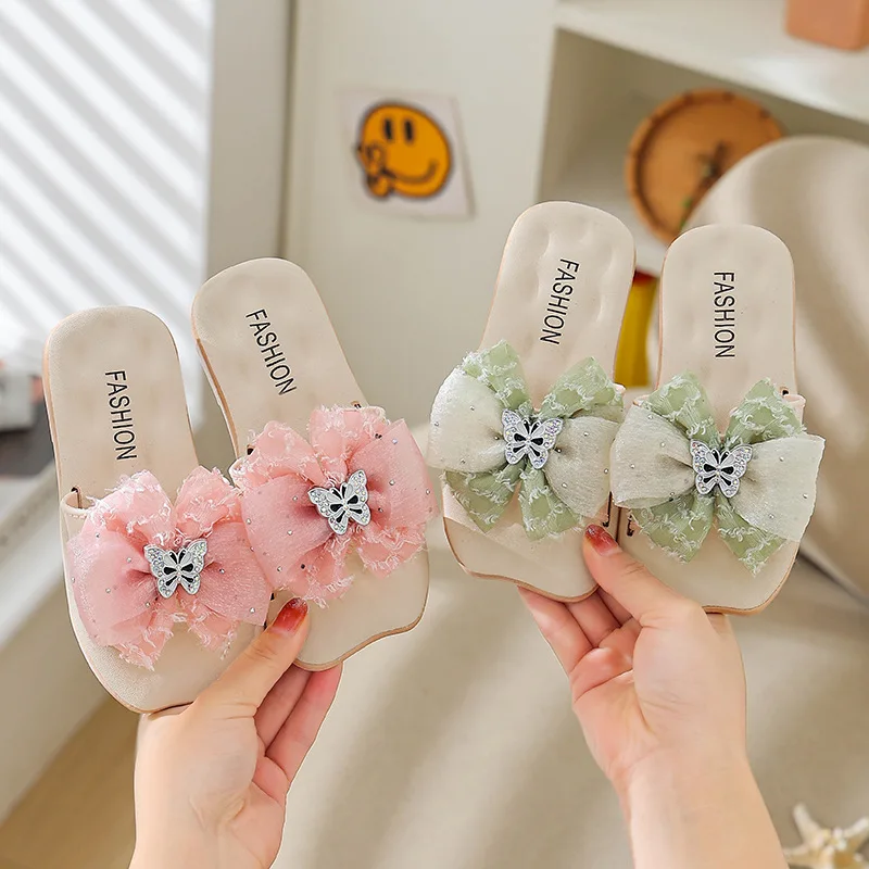 

2026 New Children Princess Slippers Kids Summer Cartoon Fashion Beach Shoes Girls Baby Soft Sole Non-Slip