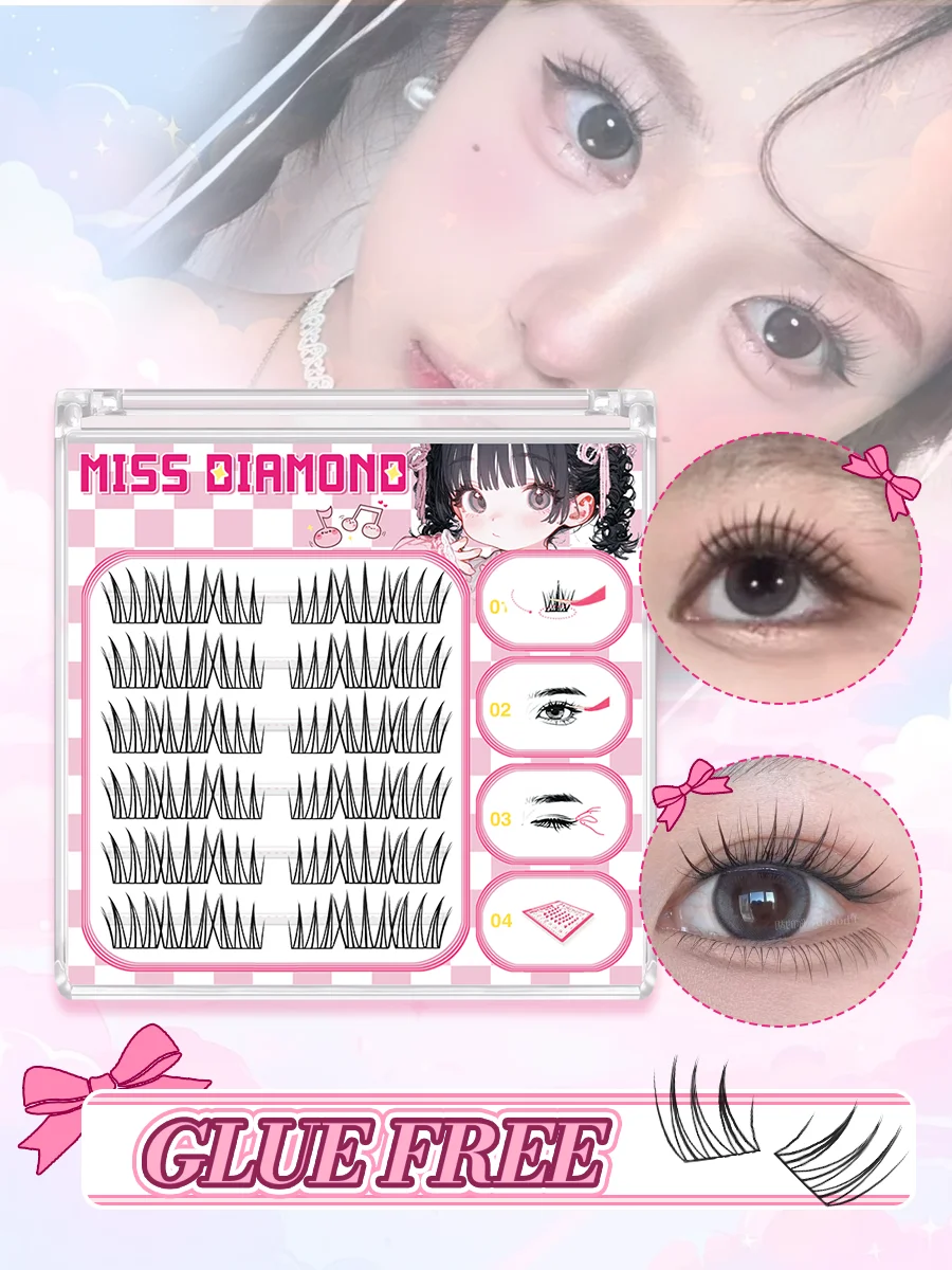 Faux cils sans colle, faux cils de style naturel, réutilisables, adaptés aux débutants, style ACE et trilogie paresseux
