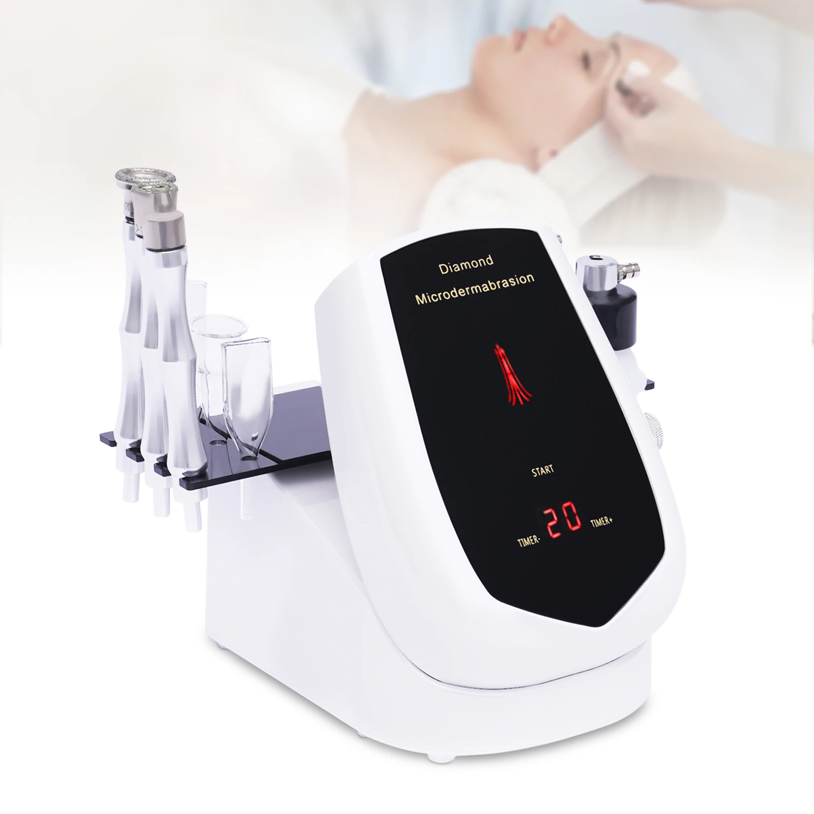 Dermabrasion Facial Machine 3 in 1 Diamond Microdermabrasion Machine with Touch Screen and 9 Micro-Sculpting Heads