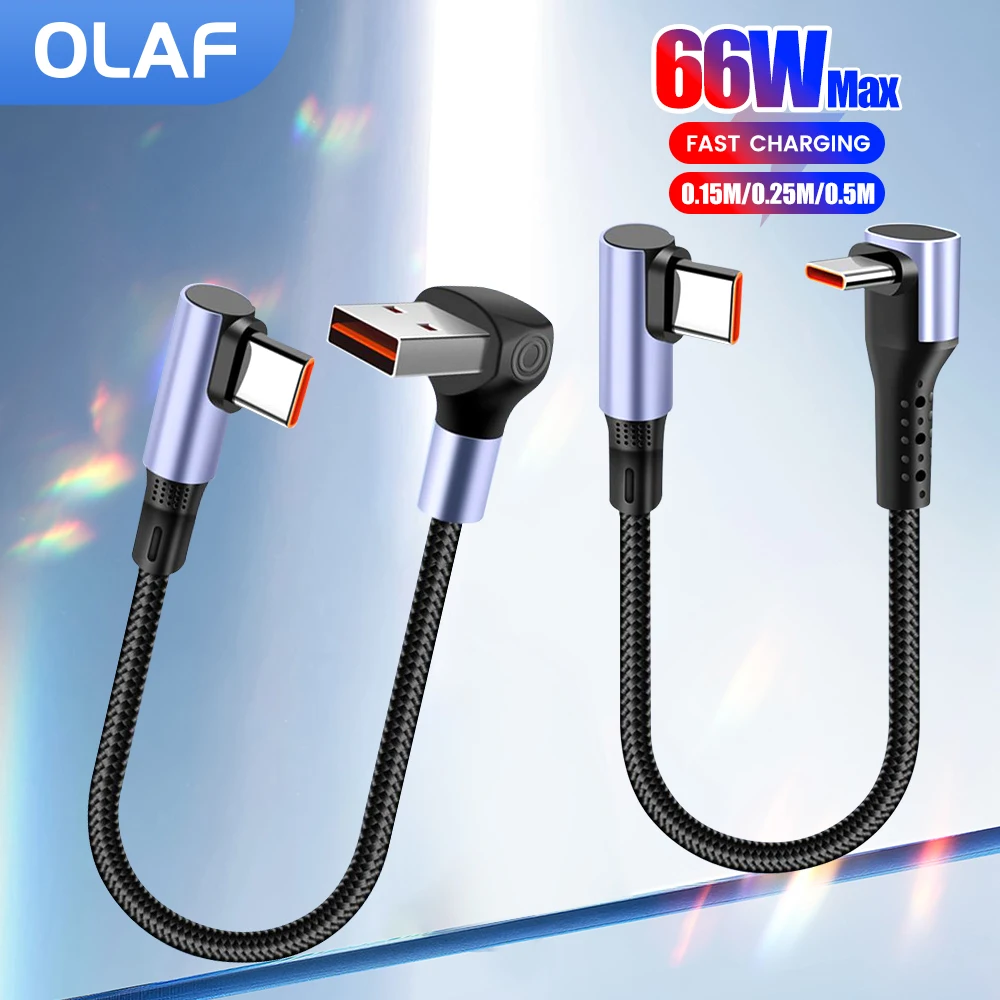 

0,15 м, 0,25 м, 0,5 м, портативный короткий USB-кабель для быстрой зарядки для Power Bank iPhone 16 15 Xiaomi Oneplus Type C к USB C Шнур для передачи данных 66 Вт