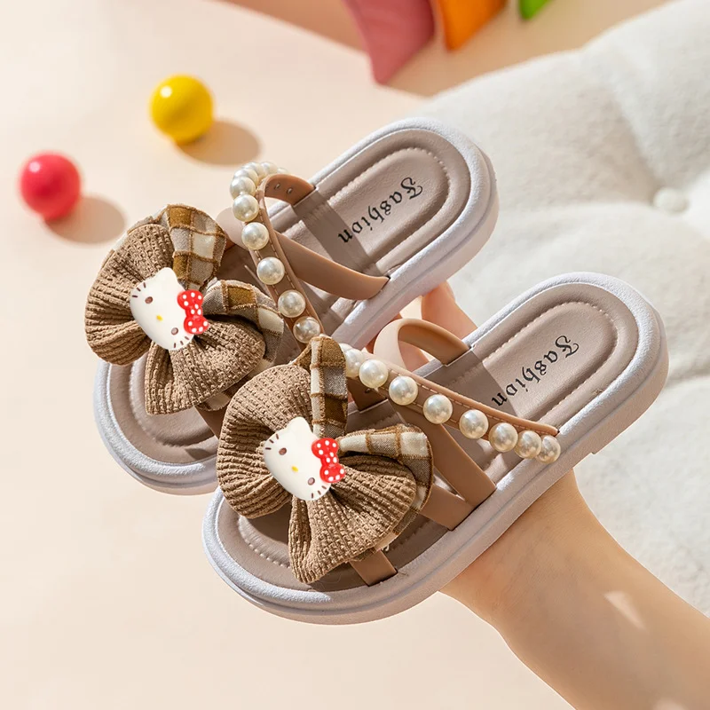 مرحبا كيتي أحذية الشاطئ النعال الصيف فتاة الأطفال طفل الأميرة عدم الانزلاق سانريو داخلي في الهواء الطلق ارتداء الصيف ارتداء الصنادل
