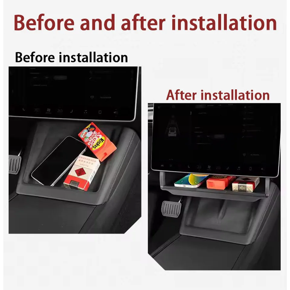 for Tesla Model Y/YL Juniper 2025 Car Storage Box Under The Central Control Screen Storage Organizer Case Tray Model3 Highland
