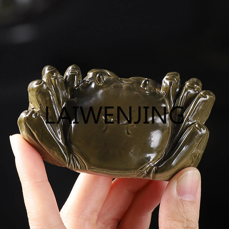 Jingdezhen High-End Purplue Sand Tea Pet Decoration Supportable Color-Changing Hairy Crab Lucky Advanced Tea Ceremony Decoration